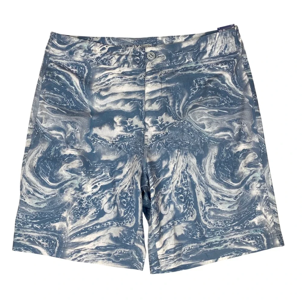 Huk Pursuit Stone Shore Marble Performance Boardshorts Mens 36 Blue NEW
